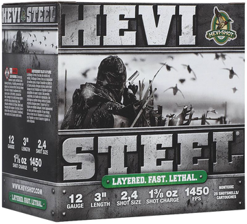 Hevishot HEVI-Steel Waterfowl 12 Gauge 3" 1-3/8 oz 2/4 Shot 1450 fps - Box or Case