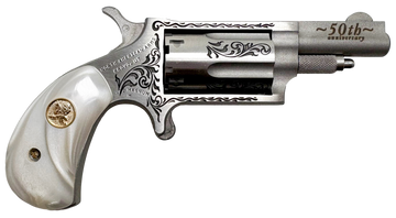 North American Arms 22M50 50th Anniversary 22 Mag 1.63" 5-Shot SAO Mini-Revolver - Matte Stainless w/ White Pearl Grip