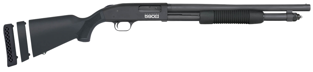 Mossberg 590S Compact 12 Gauge Pump 3" 9+1 18.50" Shotgun - Optic Cut, Adj LOP Synthetic Stock