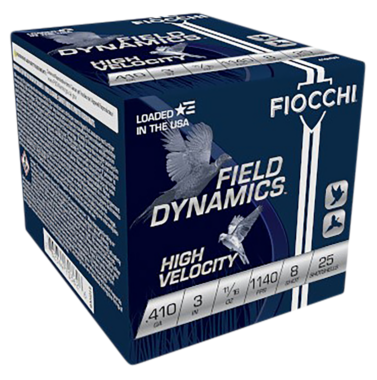 Fiocchi Field Dynamics High Velocity 410 Gauge 3" 11/16 oz #8 Shot 25 Bx/10 Cs - Box or Case