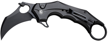 Civivi Knives Incisor II 2.02" Folding Karambit Plain Black Nitro-V Steel Blade - Black Aluminum Handle
