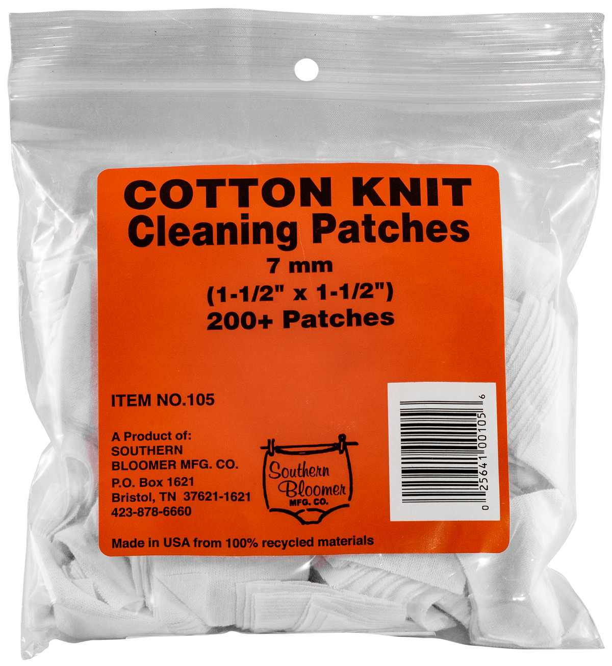 Southern Bloomer 105 Cleaning Patches 7mm Cotton 200 Per Pack