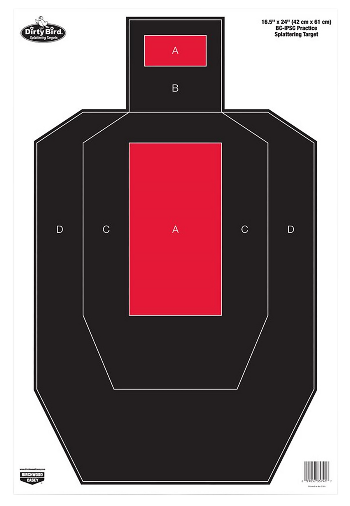 Birchwood Casey Dirty Bird IPSC Tagboard Hanging Pistol Target 16.5" x 24" Black/Red White Splatter 3-Pack