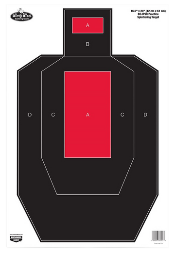 Birchwood Casey Dirty Bird IPSC Tagboard Hanging Pistol Target 16.5" x 24" Black/Red White Splatter 3-Pack