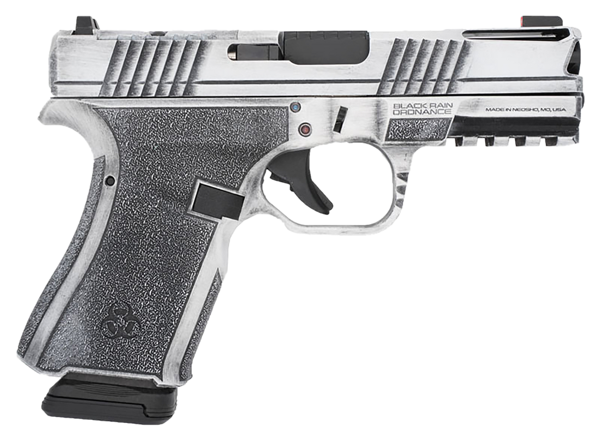 Black Rain Ordnance Frontline+ 9mm Luger 4" 15+1 Compact Pistol - Bright White Battleworn