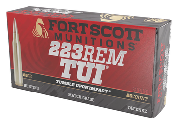 Fort Scott Munitions Tumble Upon Impact (TUI) 223 Rem 55 gr Solid Copper Spun - Box or Case
