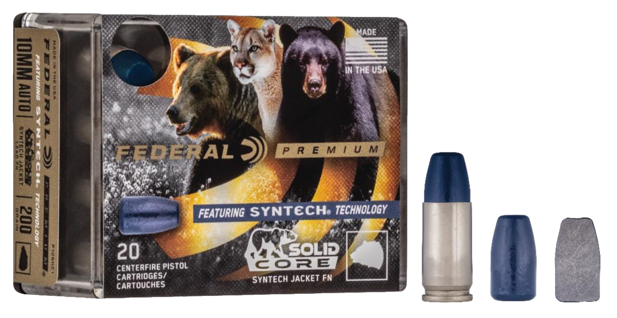Federal Premium 10mm Auto 200gr Solid Core Synthetic Flat Nose 20rd - Box or Case