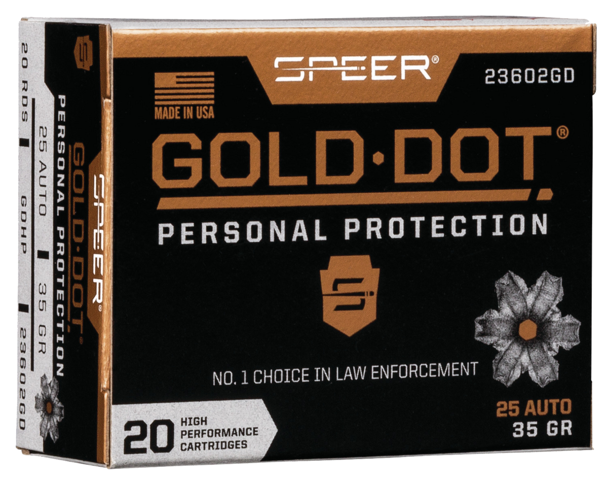 Speer Ammo Gold Dot Personal Protection 25 ACP 35gr Hollow Point - Box or Case