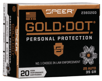 Speer Ammo Gold Dot Personal Protection 25 ACP 35gr Hollow Point - Box or Case