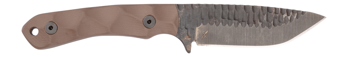 Stroup Knives GP2 3.5" Fixed Blade Drop Point Plain Acid Etched 1095 High Carbon Steel - FDE G10 Handle