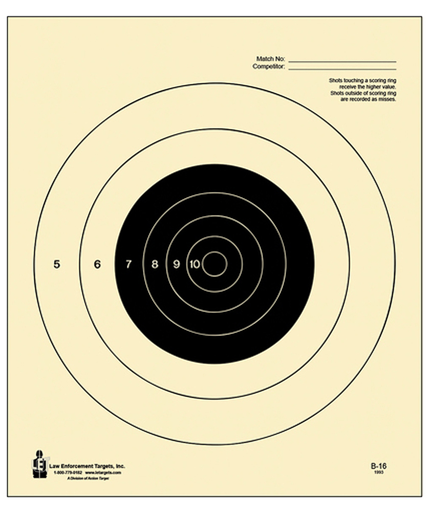 Action Target B-16 NRA Slow Fire Bullseye Tagboard Hanging Target 10.50" x 12" Black/White 100/Box