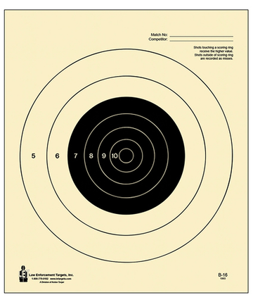Action Target B-16 NRA Slow Fire Bullseye Tagboard Hanging Target 10.50" x 12" Black/White 100/Box