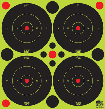 Pro-Shot SplatterShot Self-Adhesive Paper 3" Bullseye Target Black/Green - 12 Pack