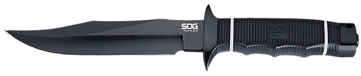 S.O.G Tech Bowie 6.40" Fixed Plain Clip Point AUS-8A SS Black TiNi Kraton Handle