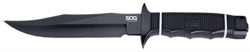 S.O.G Tech Bowie 6.40" Fixed Plain Clip Point AUS-8A SS Black TiNi Kraton Handle