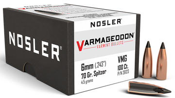 Nosler Varmageddon 6mm .243 70gr Flat Base Tipped 100/Box