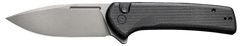 Civivi Knives Conspirator 3.48" Folding Drop Point Plain Gray Stonewashed Nitro-V Steel - Black Textured Micarta Handle