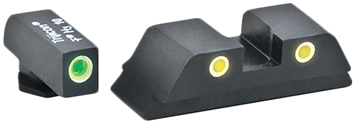 AmeriGlo GL5115 Classic Tritium Sight Set for Glock Gen 5-6 9mm/.40 - Green Tritium White Outline Front / Yellow Tritium White Outline Rear
