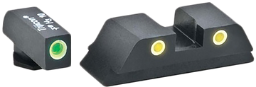 AmeriGlo GL5115 Classic Tritium Sight Set for Glock Gen 5-6 9mm/.40 - Green Tritium White Outline Front / Yellow Tritium White Outline Rear