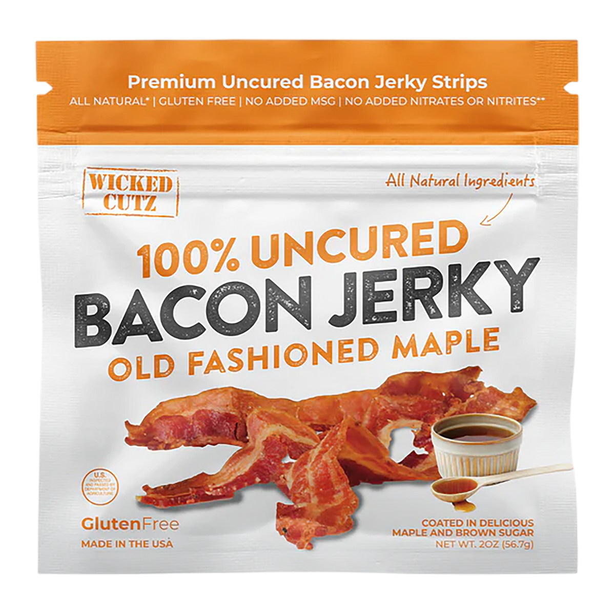 Wicked Cutz Old Fashioned Maple Bacon Jerky 2 Servings 10 Pack