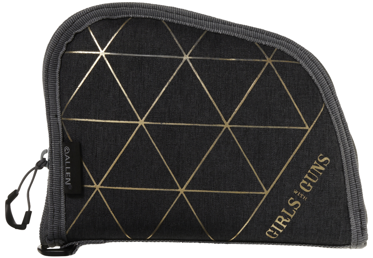 Girls With Guns 908 Foiled 8" Handgun Case Heather Gray/Gold Foil - Locking Zipper