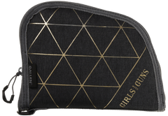 Girls With Guns 908 Foiled 8" Handgun Case Heather Gray/Gold Foil - Locking Zipper
