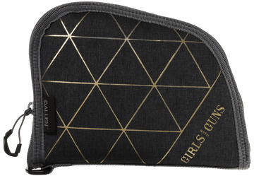 Girls With Guns 908 Foiled 8" Handgun Case Heather Gray/Gold Foil - Locking Zipper