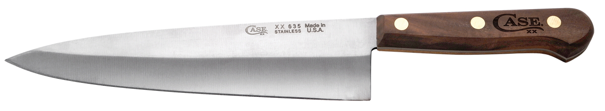 Case 07316 Chef's 8" Fixed Plain Edge Tru-Sharp SS Mirror Polish - Walnut Handle