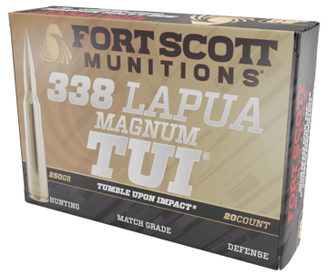 Fort Scott Munitions Tumble Upon Impact (TUI) 338 Lapua Mag 250gr Solid Copper Spun - Box or Case