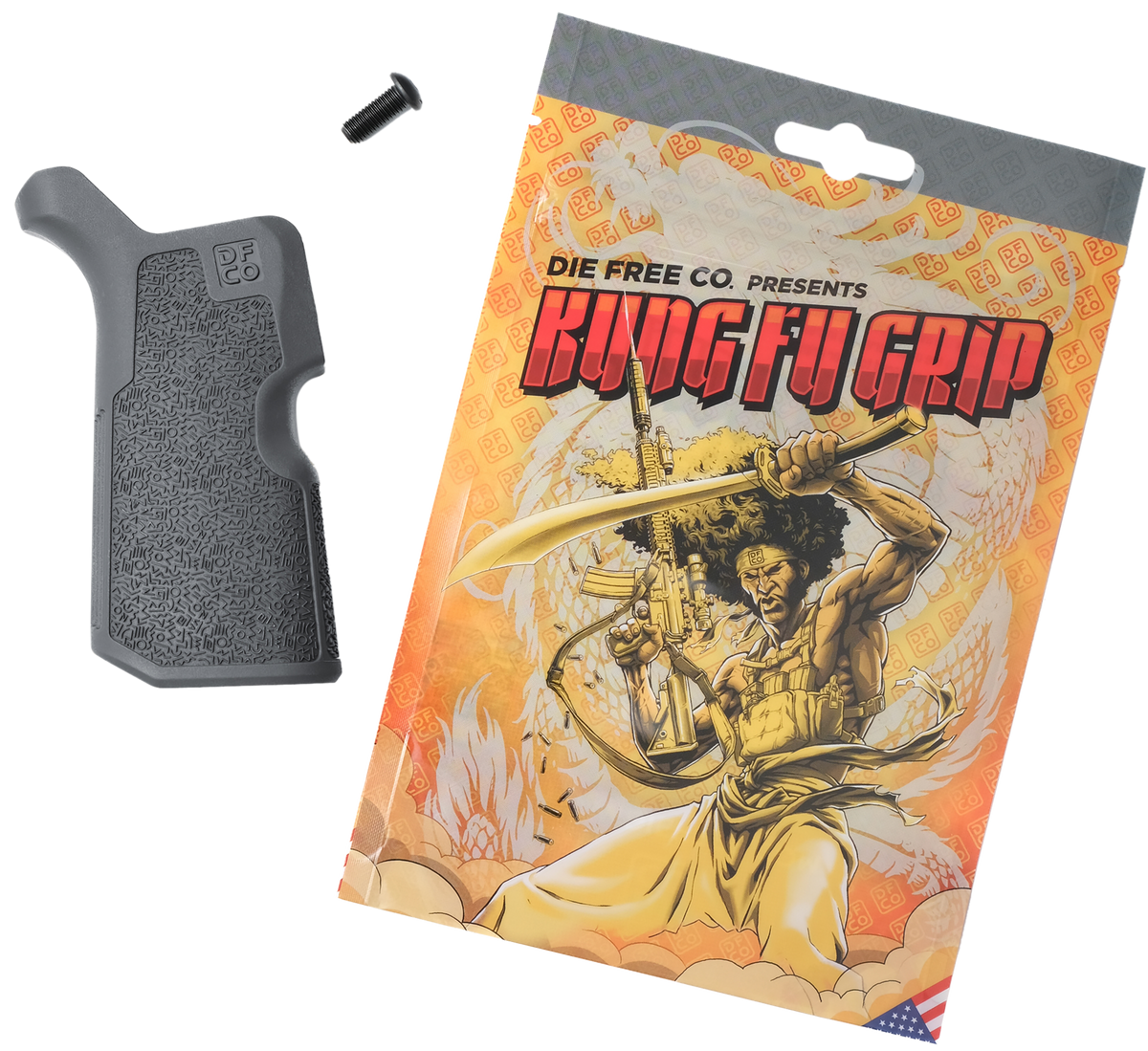 Die Free Co Kung Fu Grip Gray Nylon Fits AR-15/M4/AR-10/SR-25