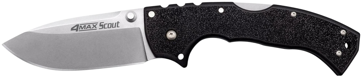 Cold Steel 4-Max Scout 4" Folding Plain Drop Point AUS-10A SS Black Griv-Ex Handle