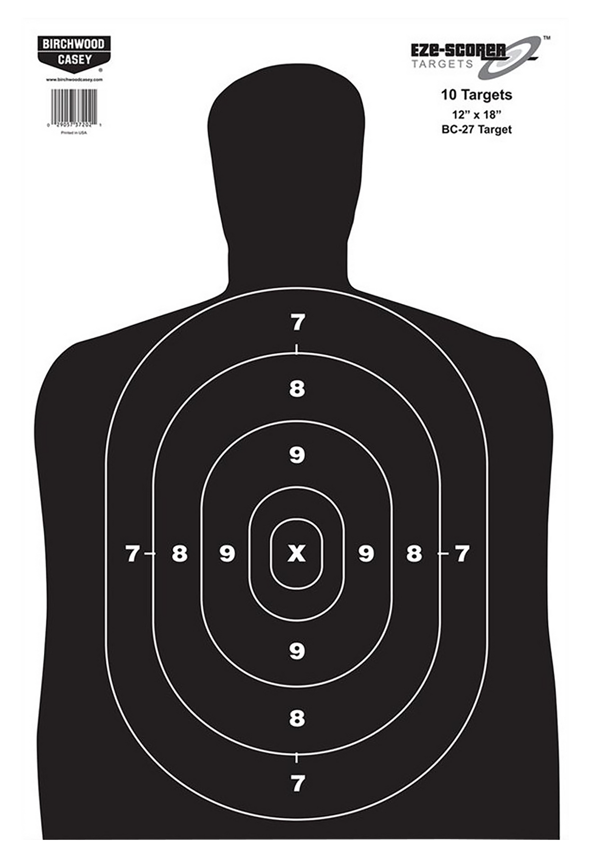 Birchwood Casey EZE-Scorer BC-27 Silhouette 12x18 Hanging Paper Target 100/Pkg
