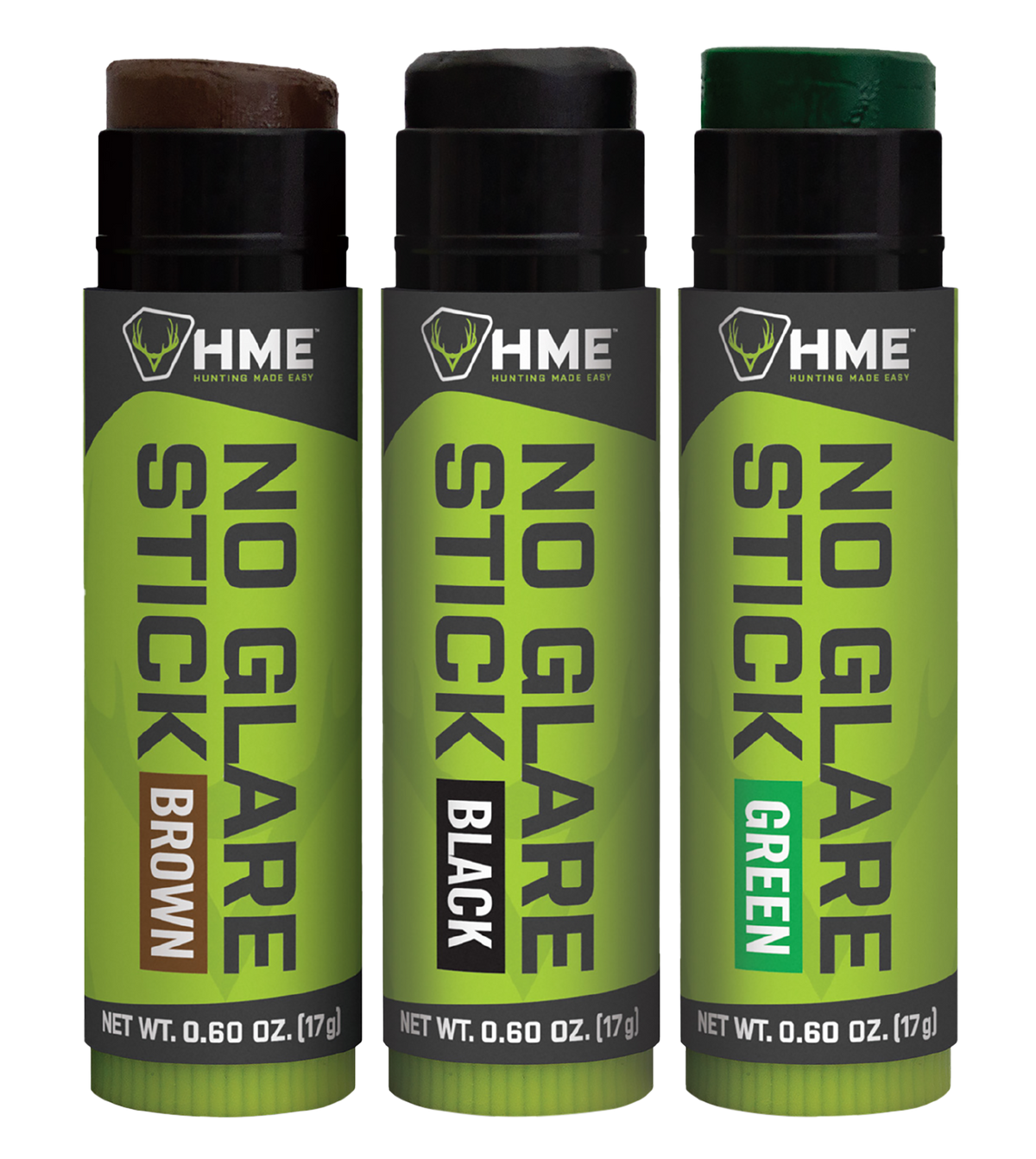 HME Face Paint No Glare Black, Brown, Dark Green Stick