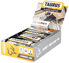 Taurus G3 Magazine Pop Display 9mm Luger 15-Rd Black Steel w/ Polymer Base Plate (12 Mags)