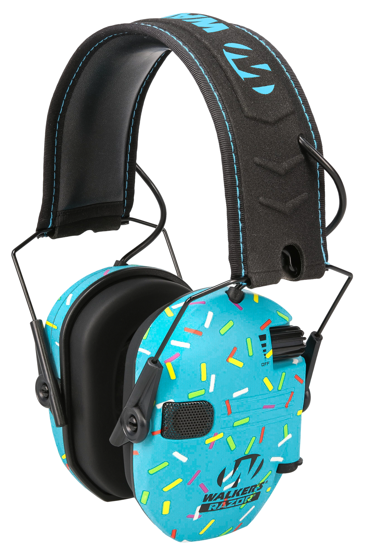 Walkers Game Ear Razor Slim Electronic Muff 23 dB Over the Head - Blue Sprinkles