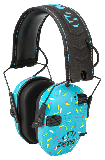 Walkers Game Ear Razor Slim Electronic Muff 23 dB Over the Head - Blue Sprinkles