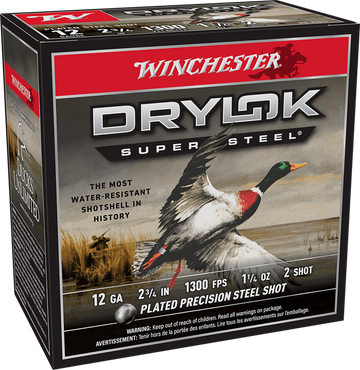 Winchester Ammo Drylok Super Steel Magnum 12 Gauge 2.75" 1-1/4 oz #2 Steel Shot 25 Rd - Box or Case