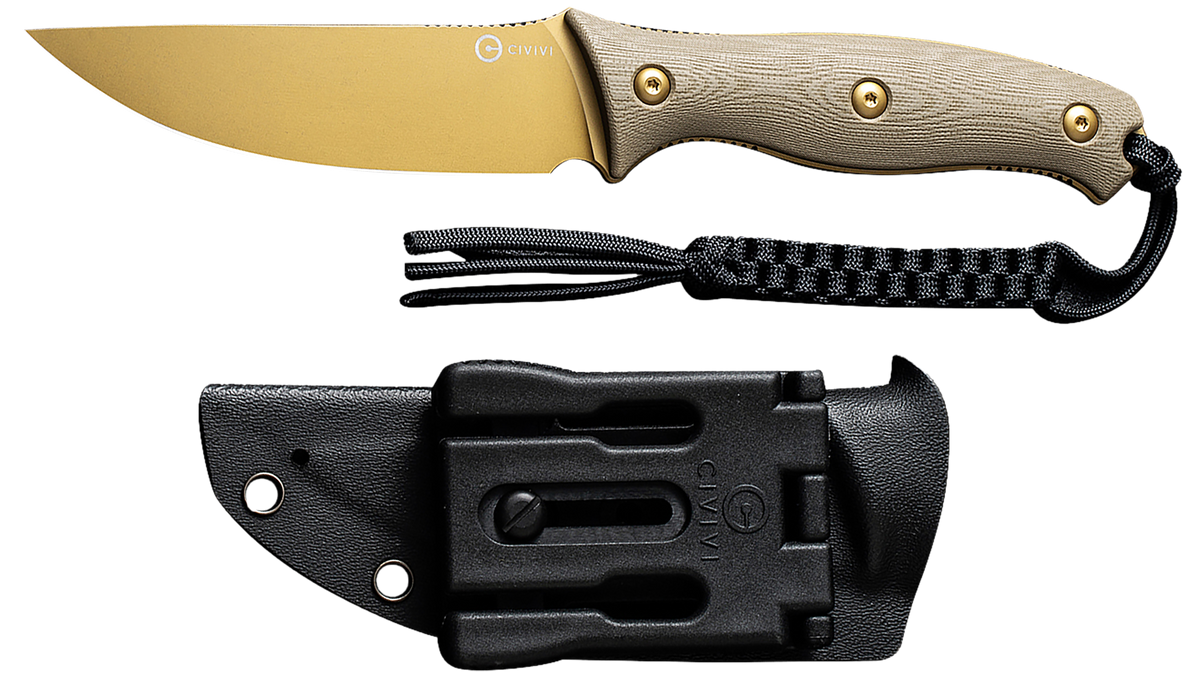 Civivi Knives Stormridge 3.92" Fixed Straight Back Plain Nitro-V Steel - Desert Tan Stonewashed Tan G10 Handle
