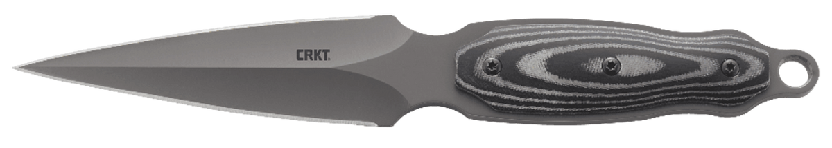 Columbia River 2075 Shrill 4.77" Fixed Plain Dual-Edge 8Cr13MoV Gray TiN Black/Gray Resin Fiber Overlay Handle