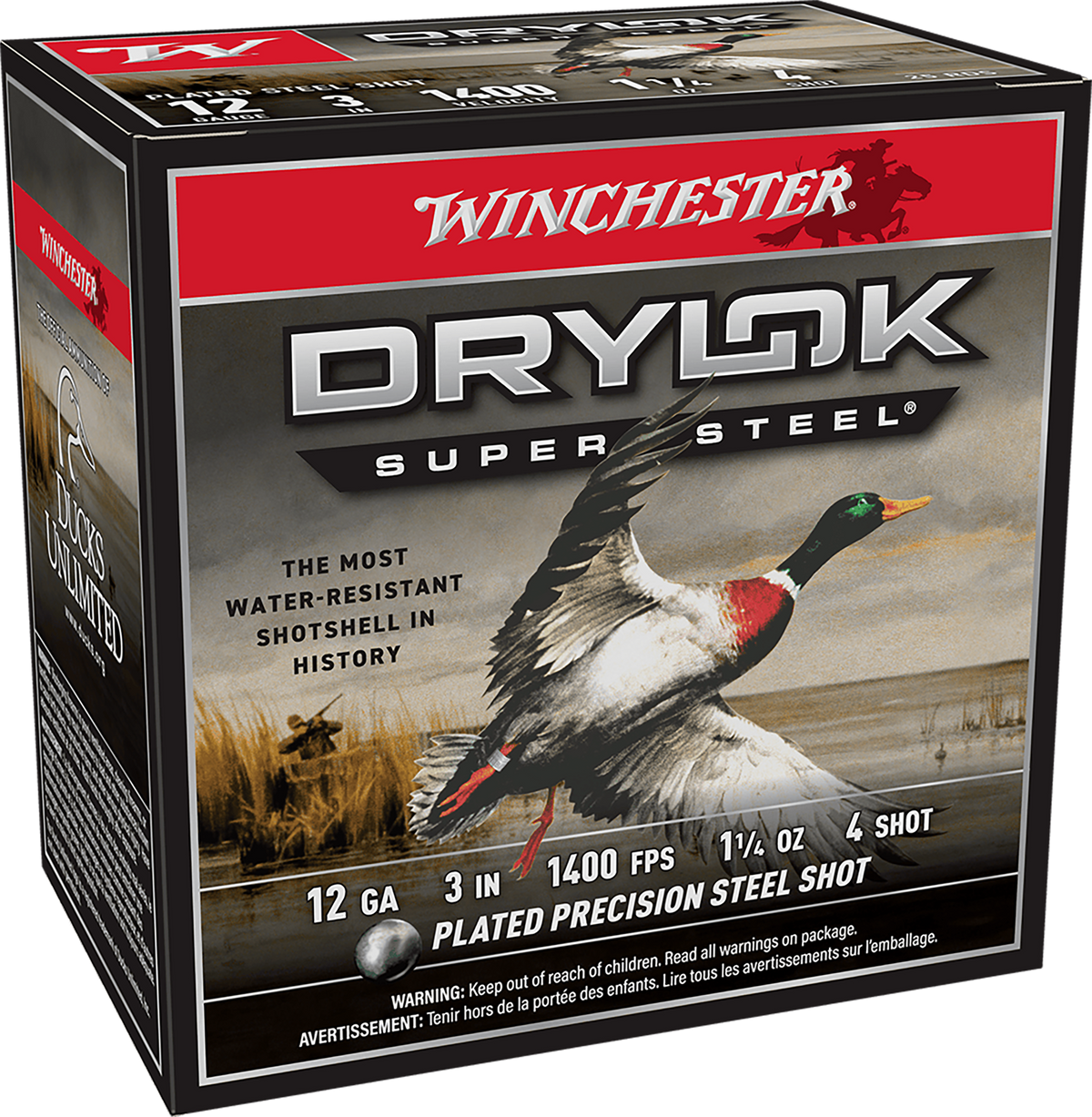 Winchester Ammo Drylok Super Steel Magnum 12 Gauge 3" 1-1/4 oz #4 Shot 25 Rd - Box or Case