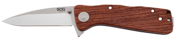 S.O.G Twitch II 2.65" Folding Drop Point Plain AUS-8A SS - Brown Rosewood Handle
