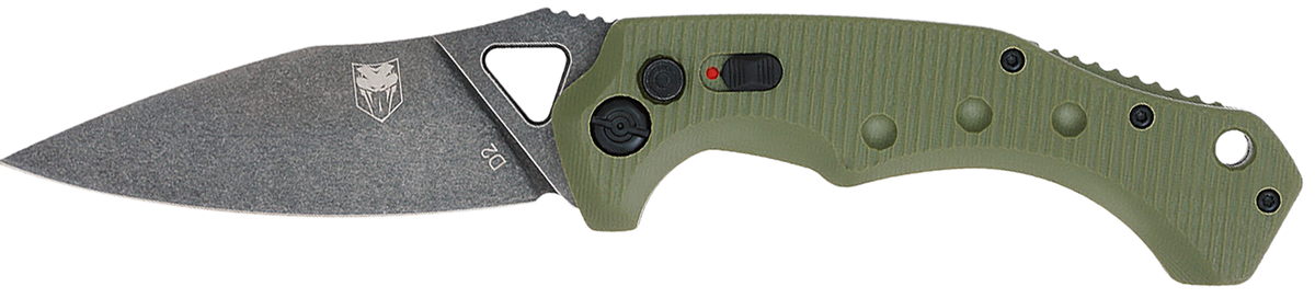 CobraTec Knives Ryker 3.75" Folding Automatic Plain D2 Steel Black Stonewashed Blade OD Green G10 Handle