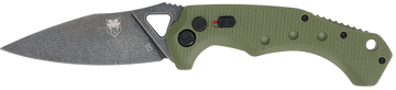 CobraTec Knives Ryker 3.75" Folding Automatic Plain D2 Steel Black Stonewashed Blade OD Green G10 Handle