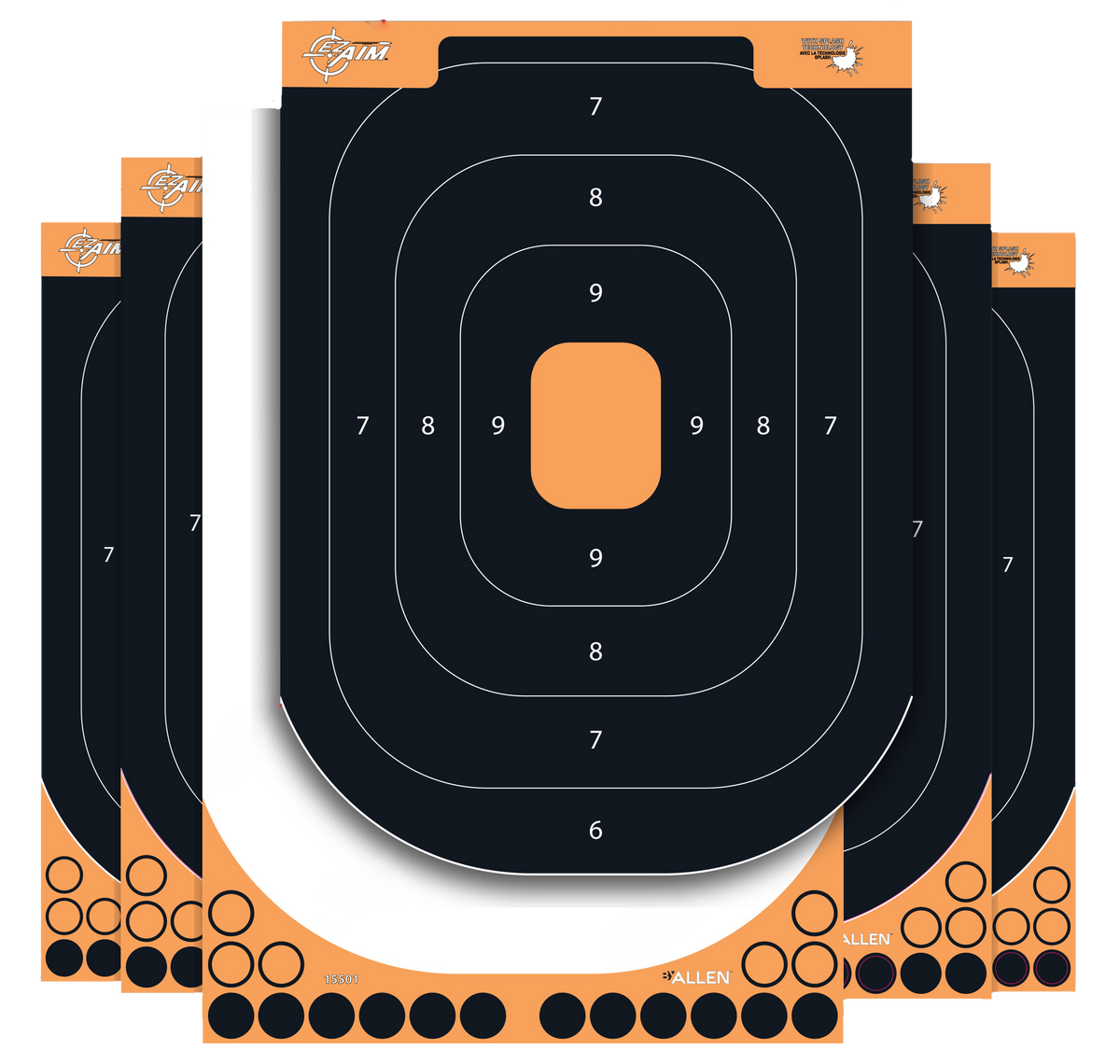 EZ-Aim Splash Reactive Self-Adhesive Silhouette Paper Target 12.5" x 18.25" Black/Orange - 25 Pack