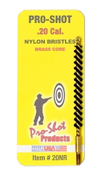 Pro-Shot 20NR Bore Brush .20 Cal Rifle #5-40 Thread Nylon Bristles Brass Core 2"