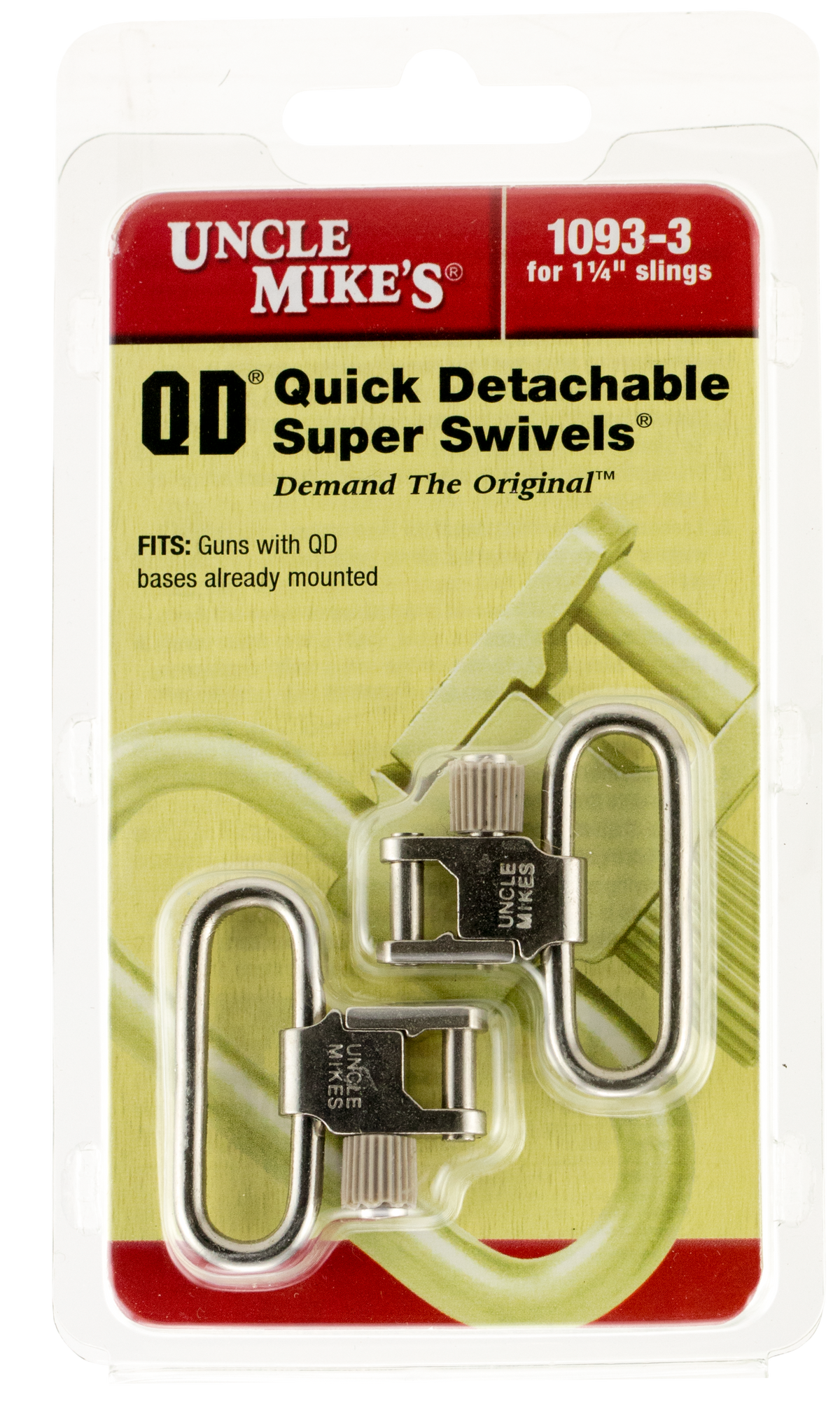 Uncle Mikes 10933 Super Swivel Quick Detach Tri-Lock 1.25" Loop Nickel Finish