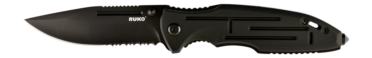 Rynoblade Knives RUK0153 440A 3-1/2" Black Anodized Folding Knife