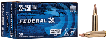 Federal AE2225050VP American Eagle Varmint & Predator 22-250Rem 50gr Jacketed Hollow Point 50 Per Box/5 Case