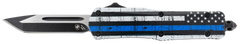 Templar Knife SBTB231 Gen II Back The Blue Small 2.69" OTF Tanto Plain 440C SS Black Oxide Stonewashed 4.31" Black & White w/Blue Line Aluminum Handle Glass Breaker