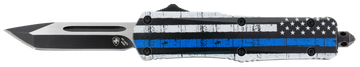Templar Knife SBTB231 Gen II Back The Blue Small 2.69" OTF Tanto Plain 440C SS Black Oxide Stonewashed 4.31" Black & White w/Blue Line Aluminum Handle Glass Breaker